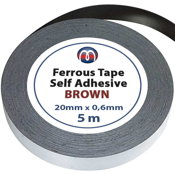 Ferrous Tape Self Adhesive Strip Steel Flex Metal brown 20 mm x 5 m MAGNETIC RECEPTIVE Magnosphere Shop